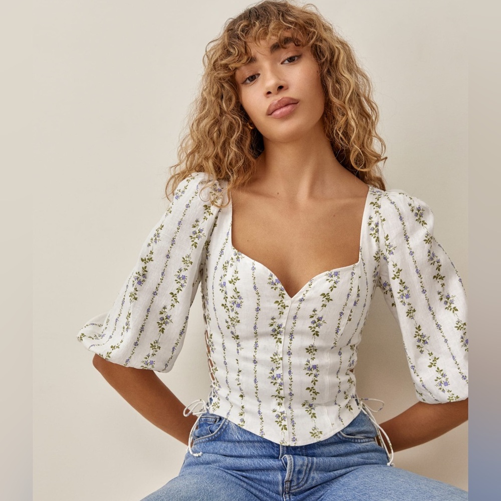 Reformation Prego linen long sleeve blouse